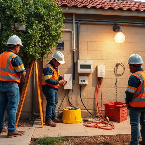 3 eléctricos realizando sus servicios en una casa