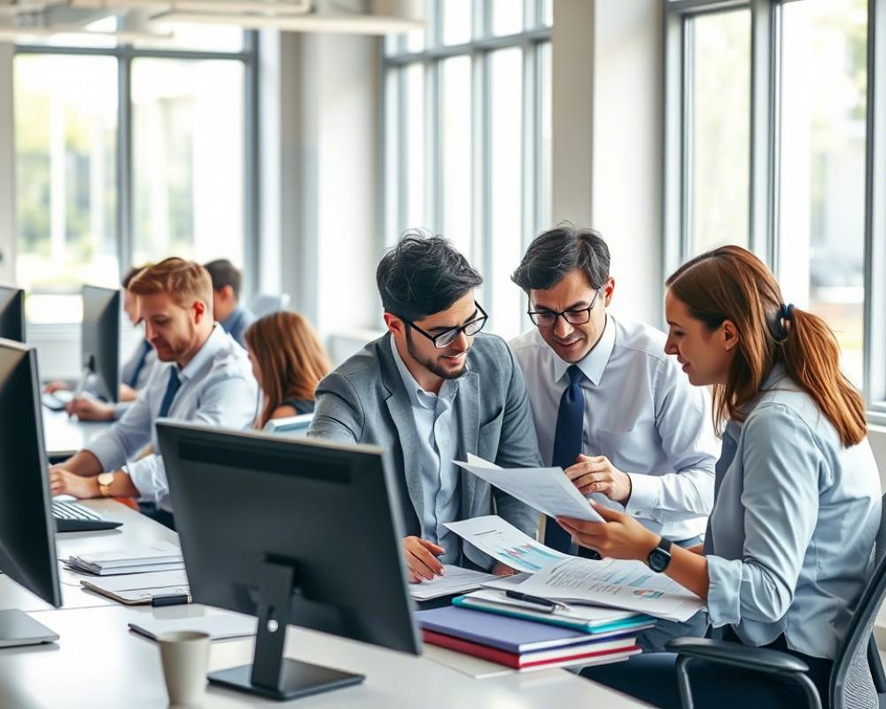 colaboradores trabajando en equipo en contabilidad de costos